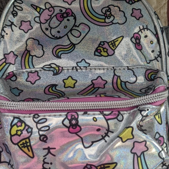 Hello Kitty Sanrio Mini Backpack Silver Holographic - Picture 2 of 5